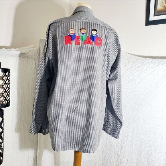 Las Olas VTG "Read" Checkered Shirt Size Large - Picture 5 of 12